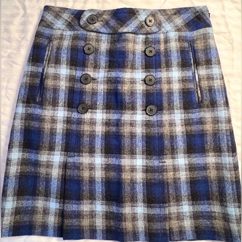Ann Taylor Loft Light Wool Plaid Skirt Sz 0